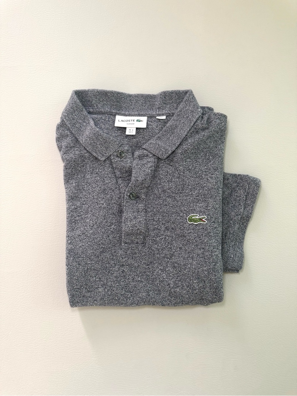 Lacoste Men's Navy Heather Pique Polo Shirt size Medium Slim Fit